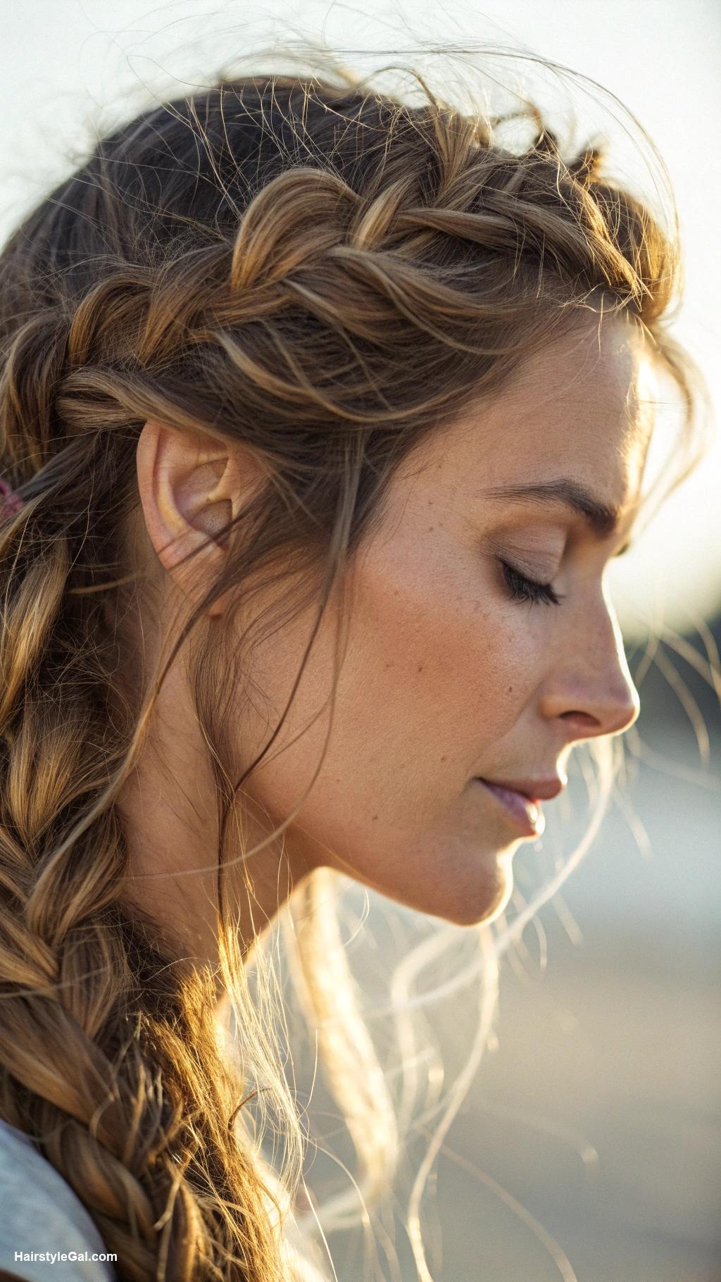 french braids Messy French braid with loose strands