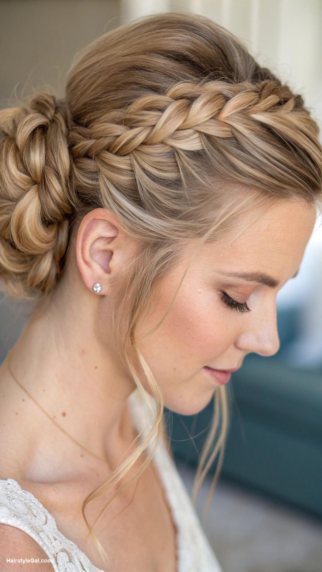 hair pinned back Braided bun for blonde hair