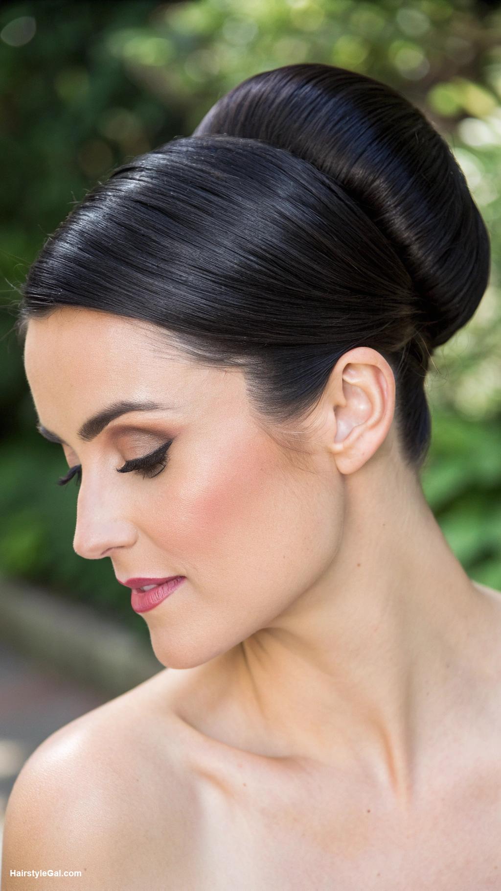 hair pinned back Classic chignon for black hair