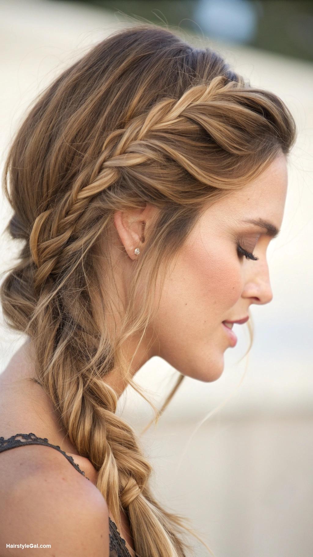 hair pinned back Fishtail braid for medium length hair