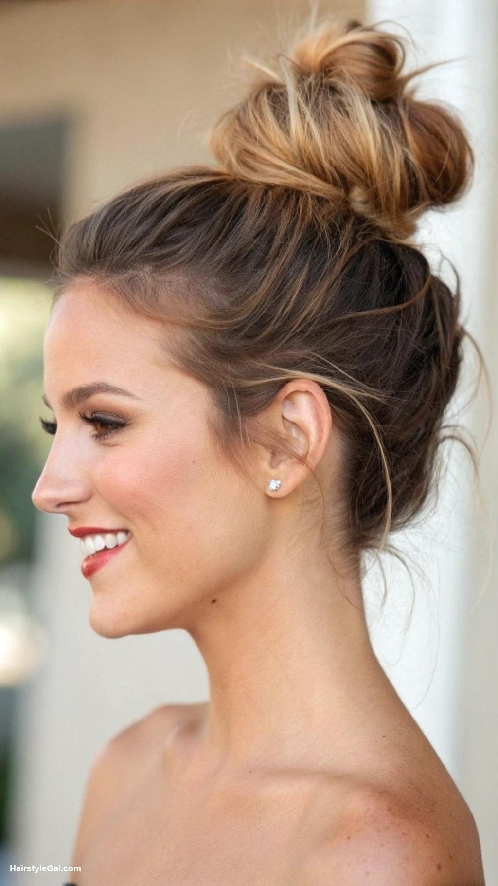 hairstyles for medium length hair Messy bun for all hair colors