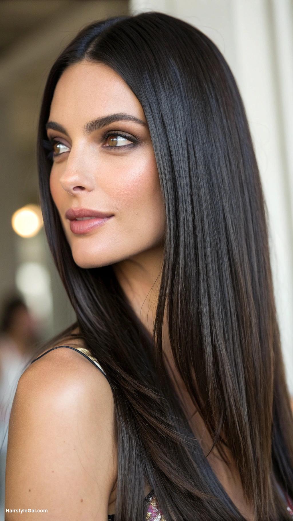 hairstyles for medium length hair Sleek straight hair for dark tresses