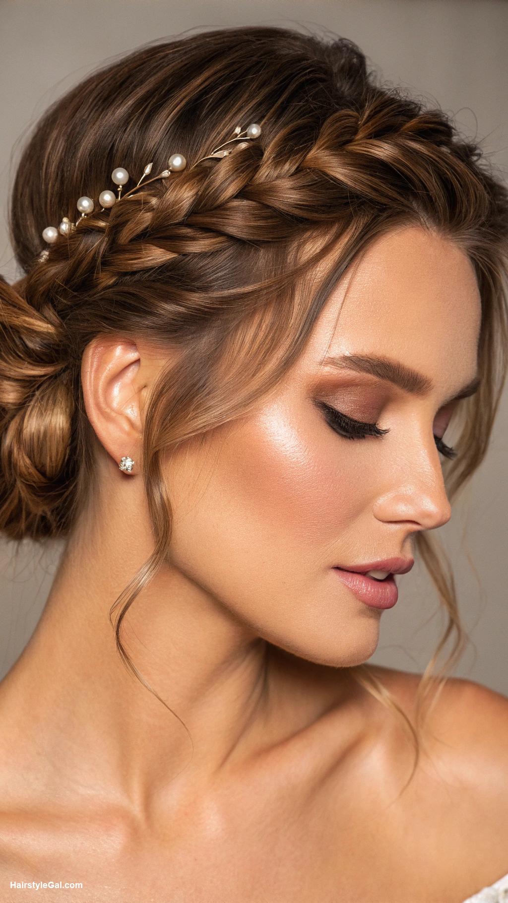 loose low bun Braided low bun for elegance