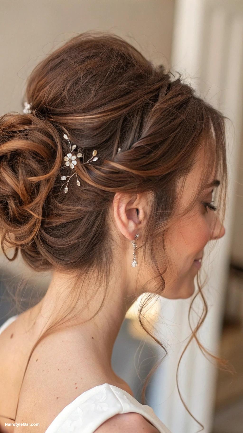 loose low bun Textured low bun with volume