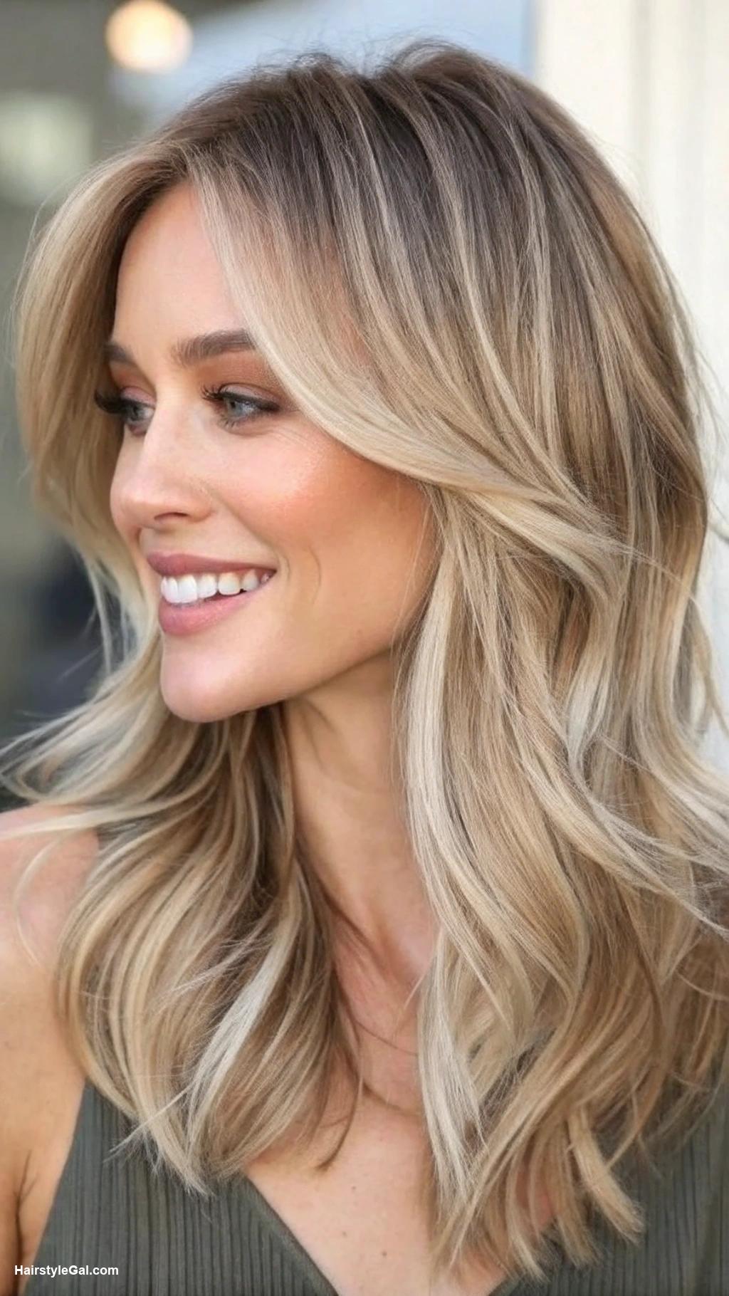 medium length hair with layers Ash blonde layered texture