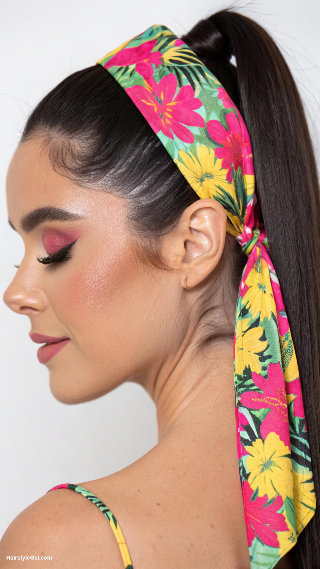 music festival hairstyles Classic Ponytail with Hair Wrap