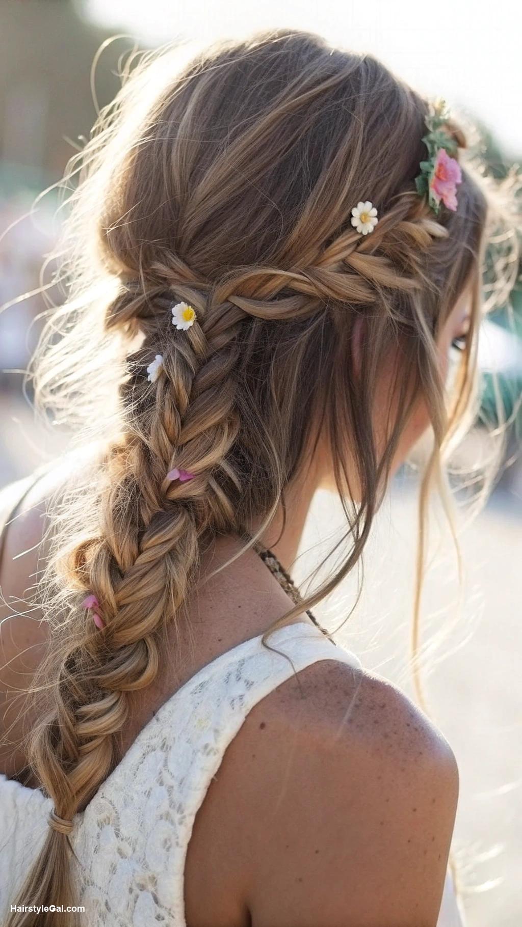 music festival hairstyles Fishtail Braid with Beachy Texture