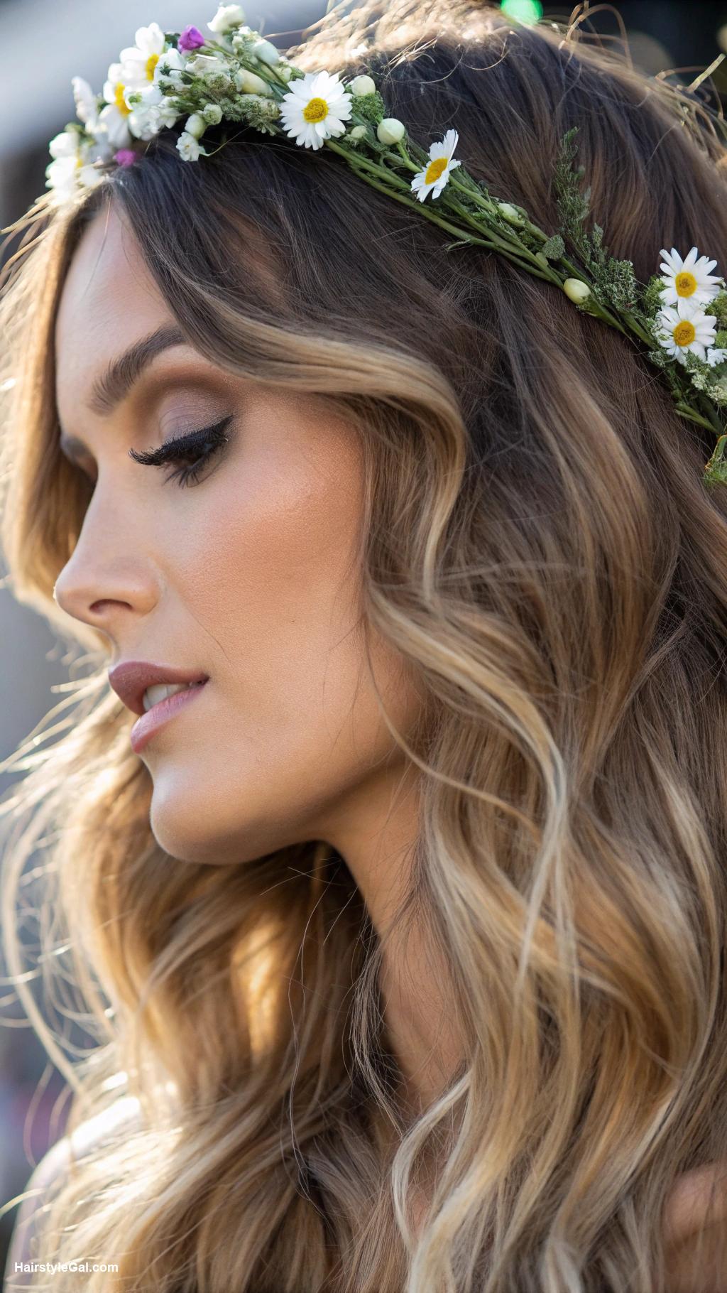 music festival hairstyles Textured Waves with Side Part