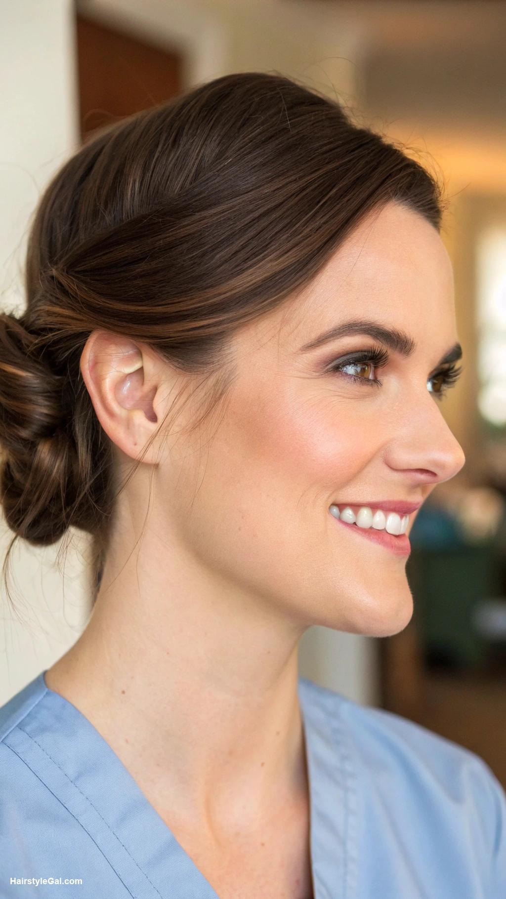 nursing hairstyles Simple low bun for easy management