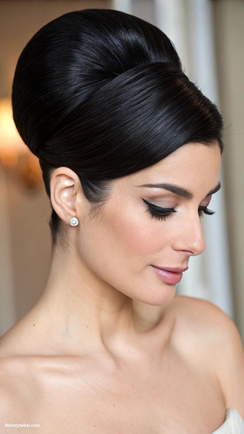 old money hairstyles Timeless French twist with black hair