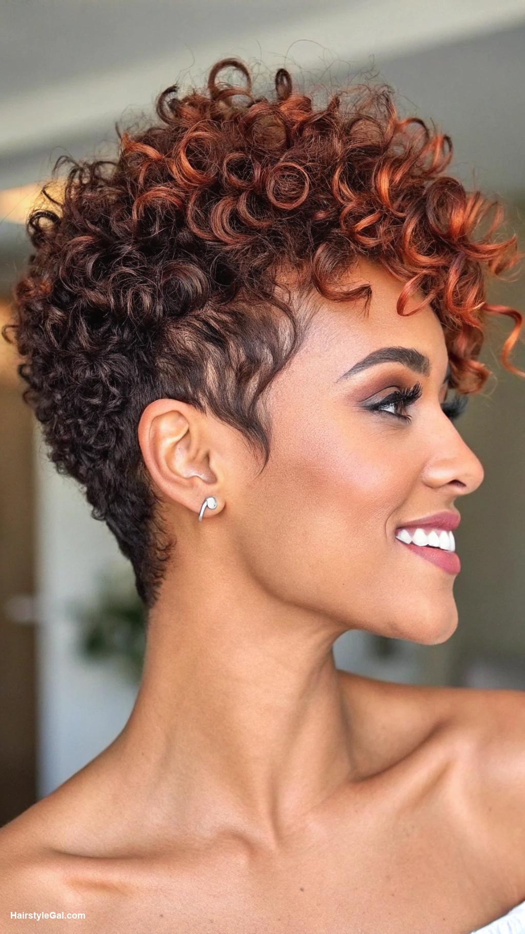 pixie cut curly hair Curly pixie with sharp angular cut