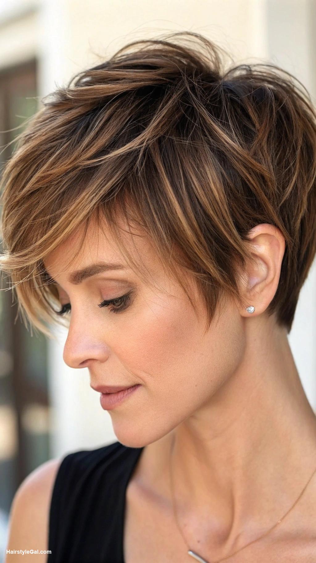 pixie haircuts for thin fine hair Short pixie with subtle balayage