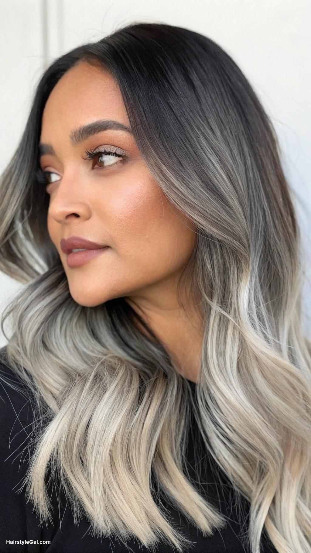 reverse balayage Ash blonde reverse balayage for black hair