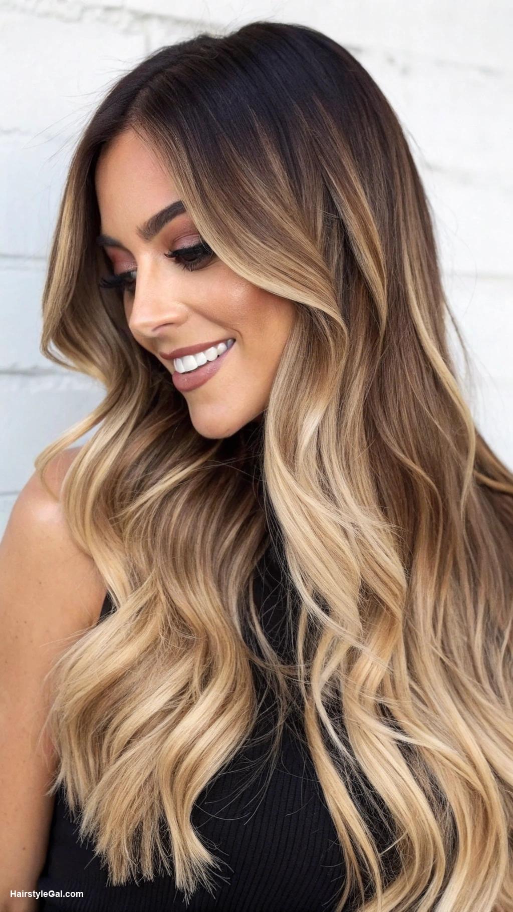 reverse balayage Cool blonde with dark roots