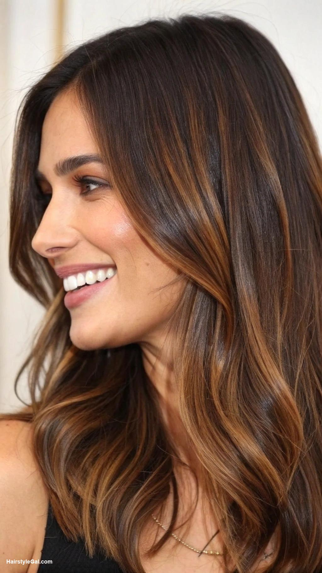 reverse balayage Dark honey balayage for medium brown