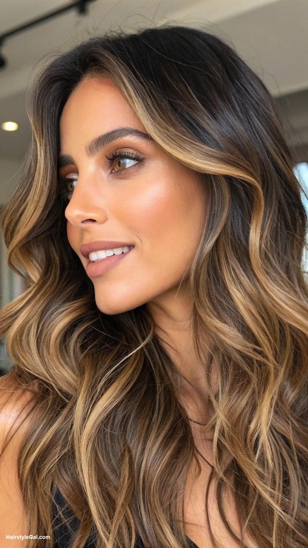 reverse balayage Sandy blonde blending into dark brown