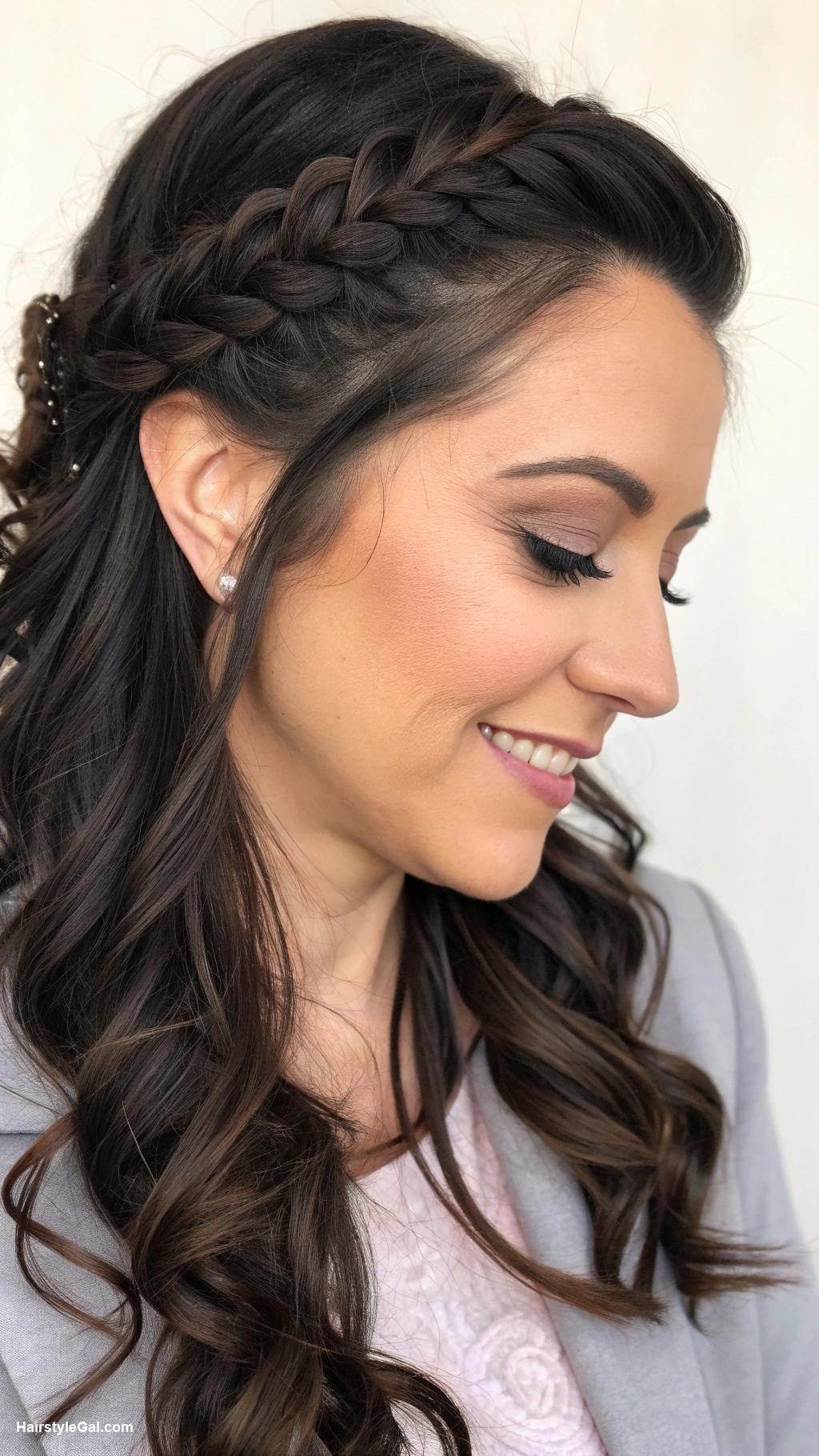 school teacher hairstyles Half up half down with braids