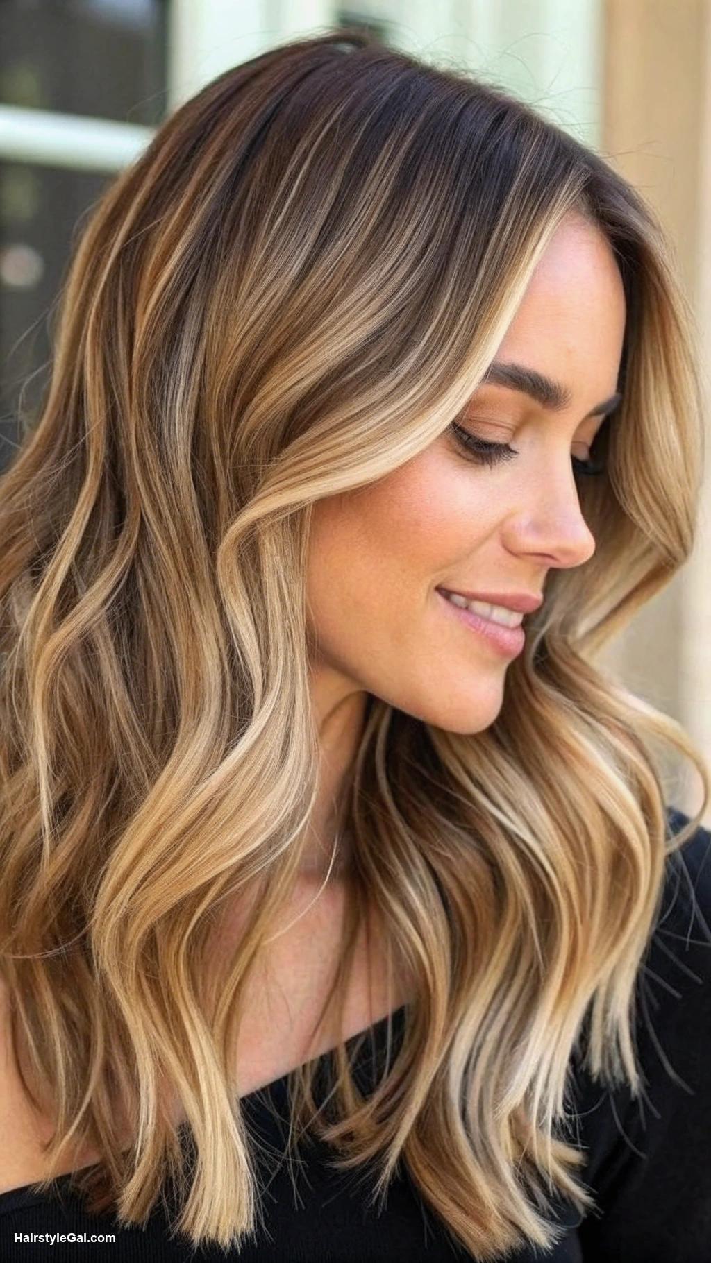 short wavy hairstyles Sleek wavy long bob for blonde hair