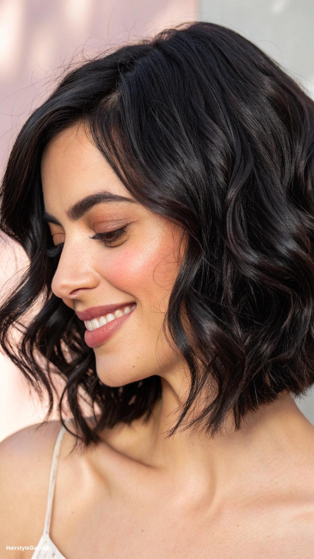 short wavy hairstyles Soft wavy bob for black hair