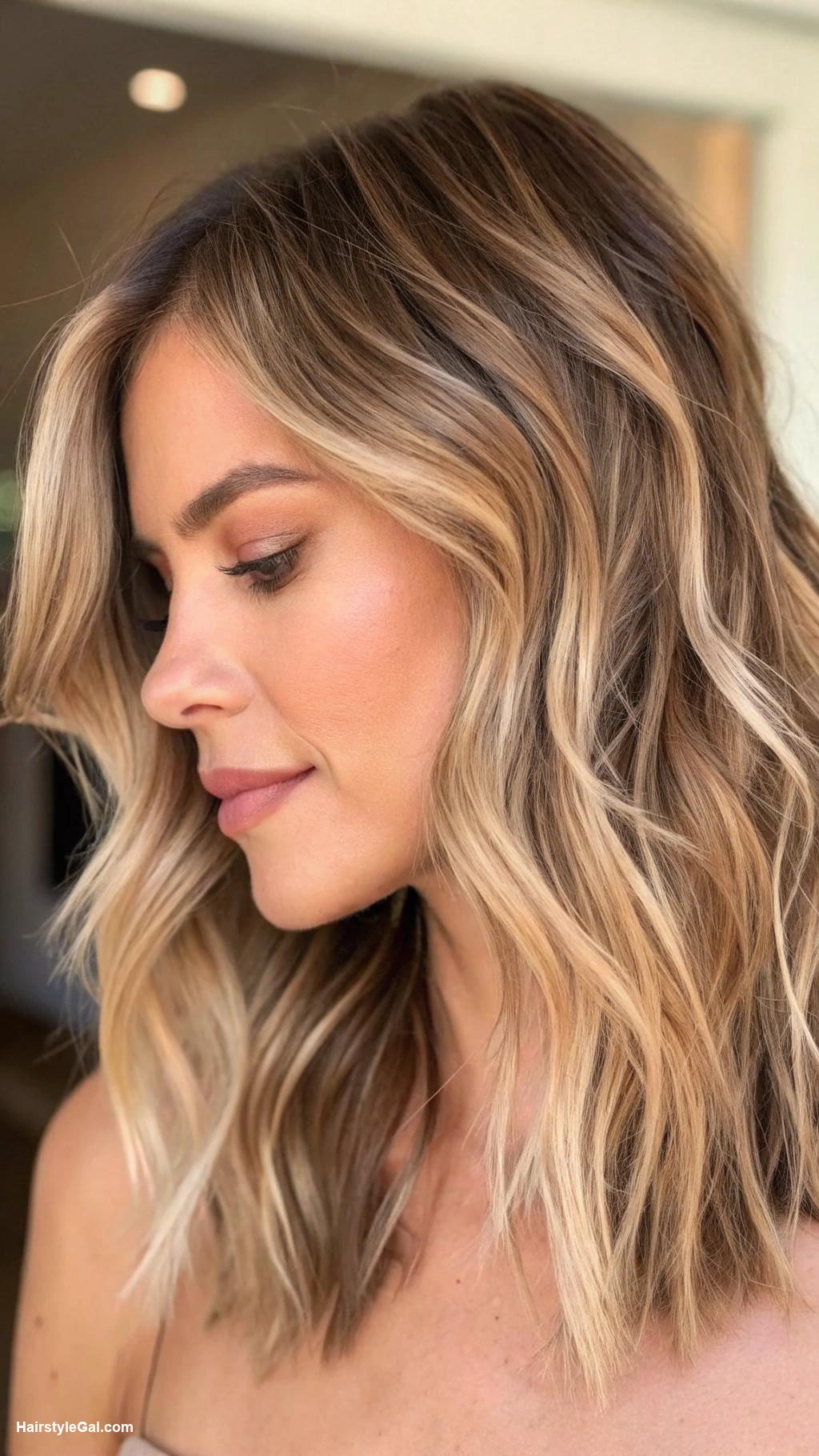 shoulder length hair thin fine Textured lob for blonde highlights