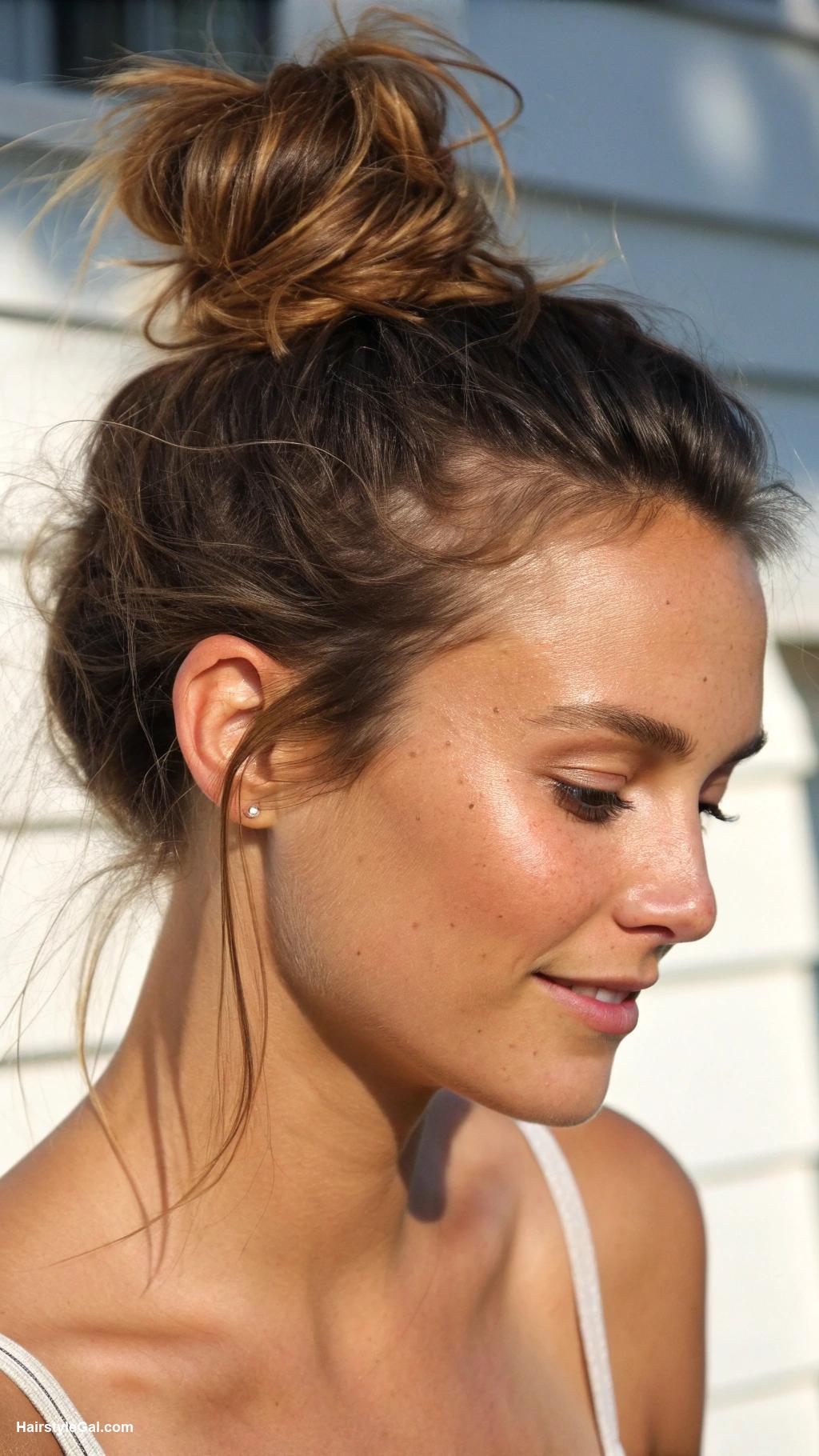 texas hairstyles Messy top knot for casual look
