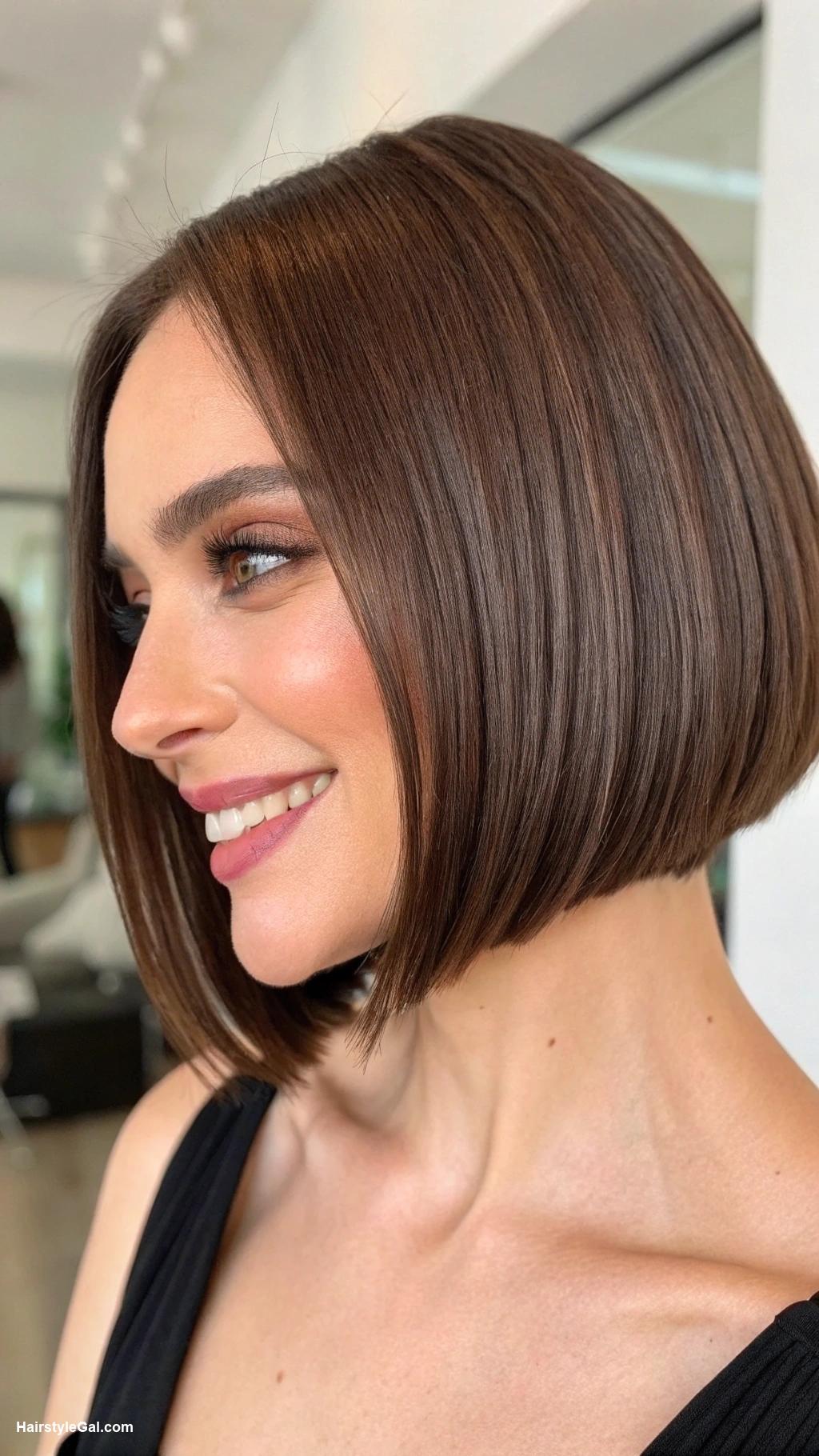 thick hair bob Classic Brown Blunt Bob