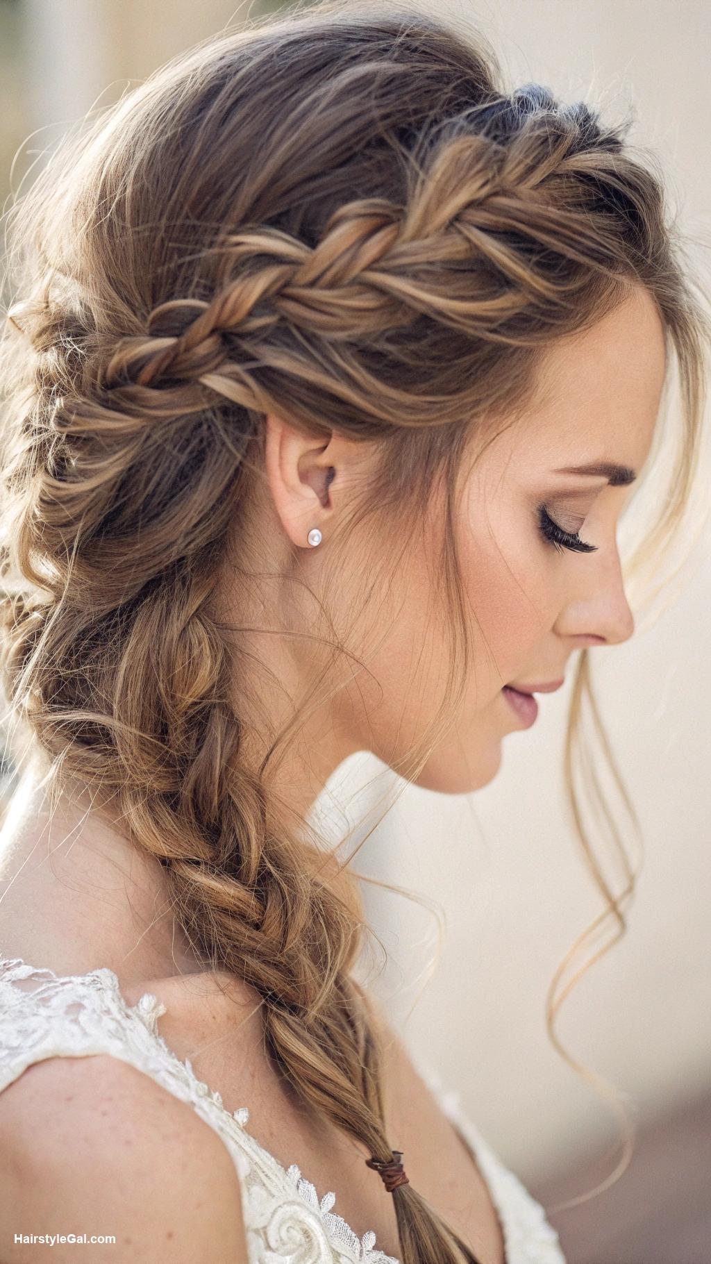 thin hair formal hairstyles Side braid with loose tendrils