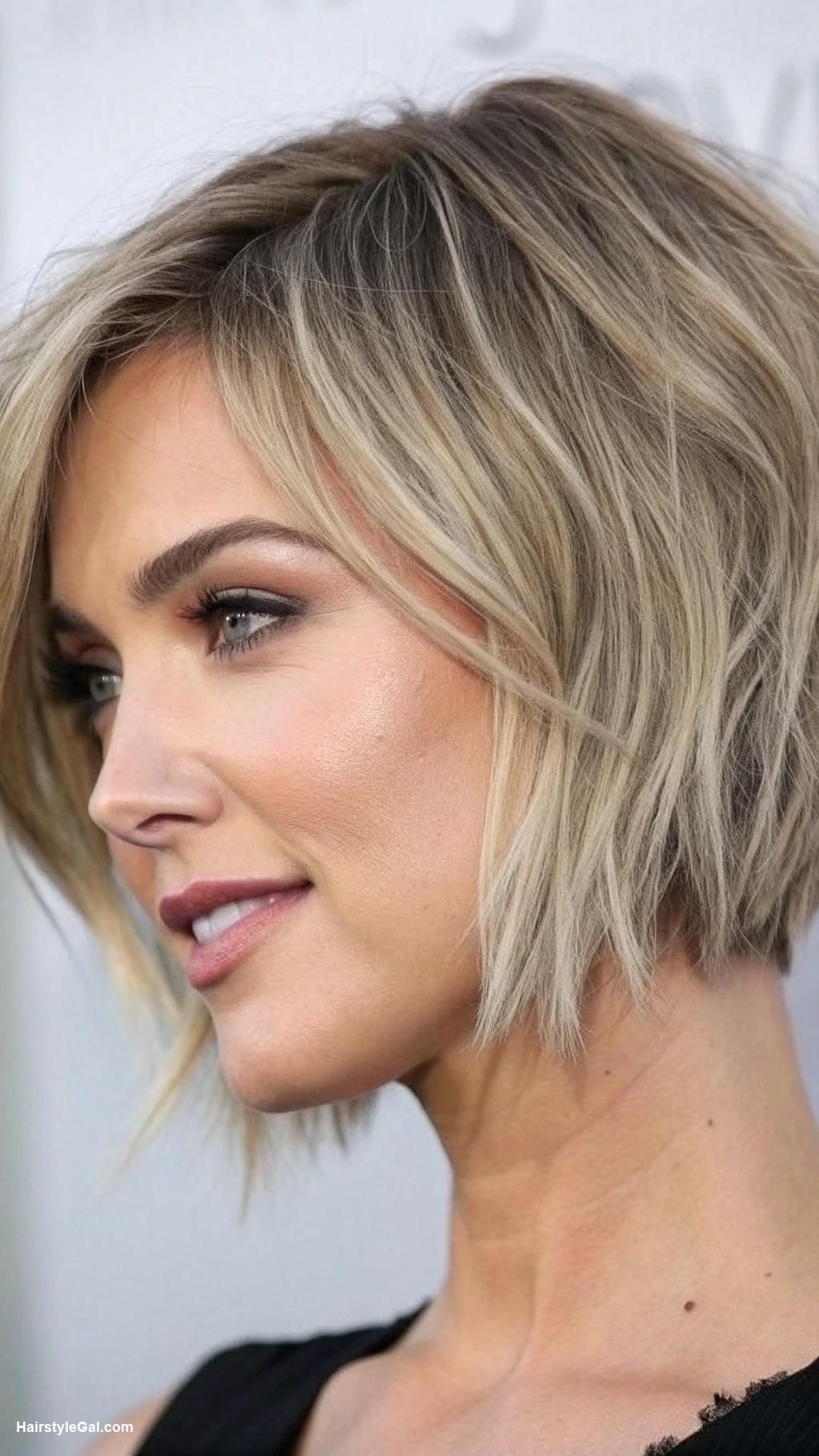 thin hair layered cut Choppy layered bob for fine hair