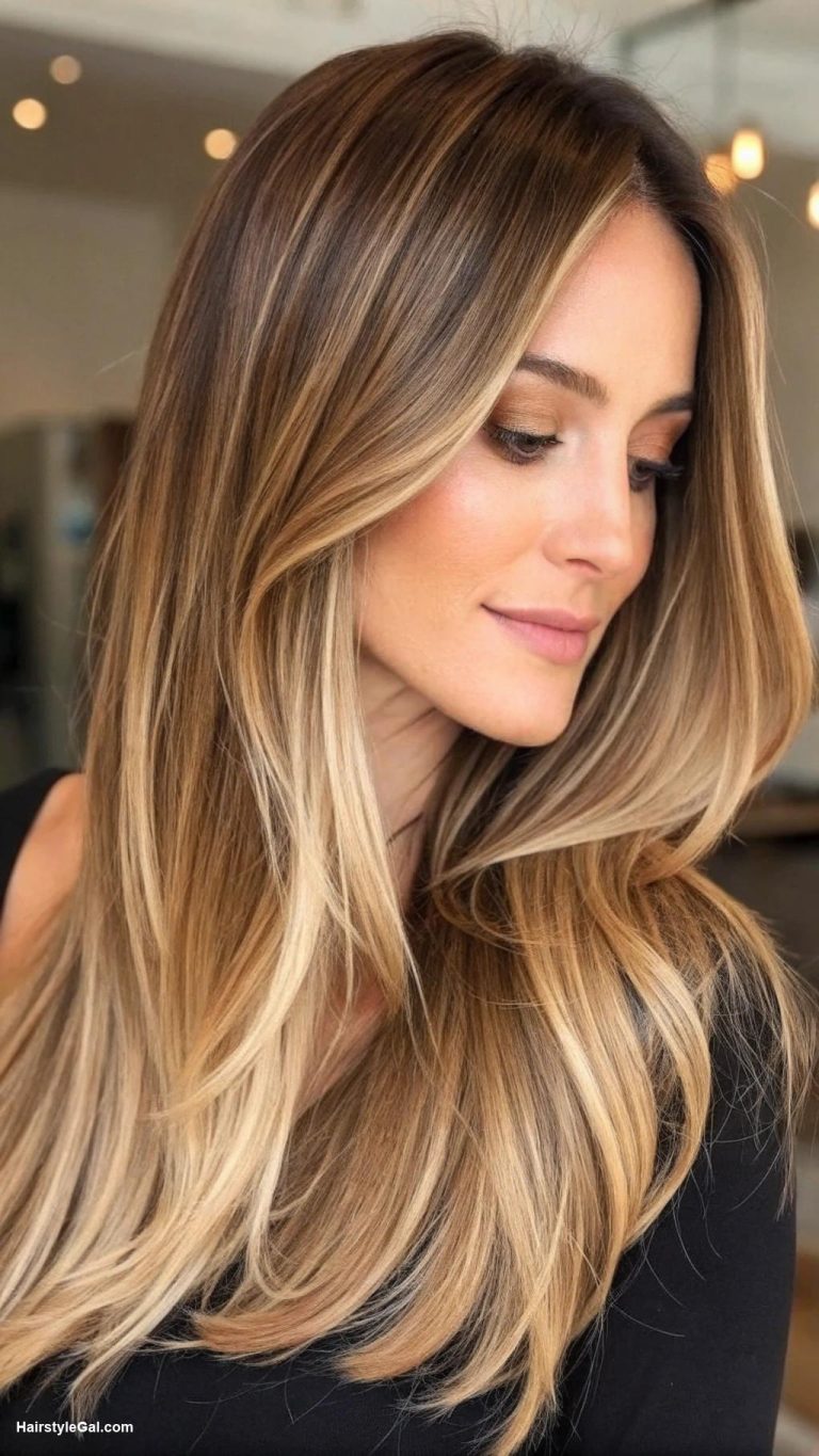 thin hair layered cut Long layered cut with balayage