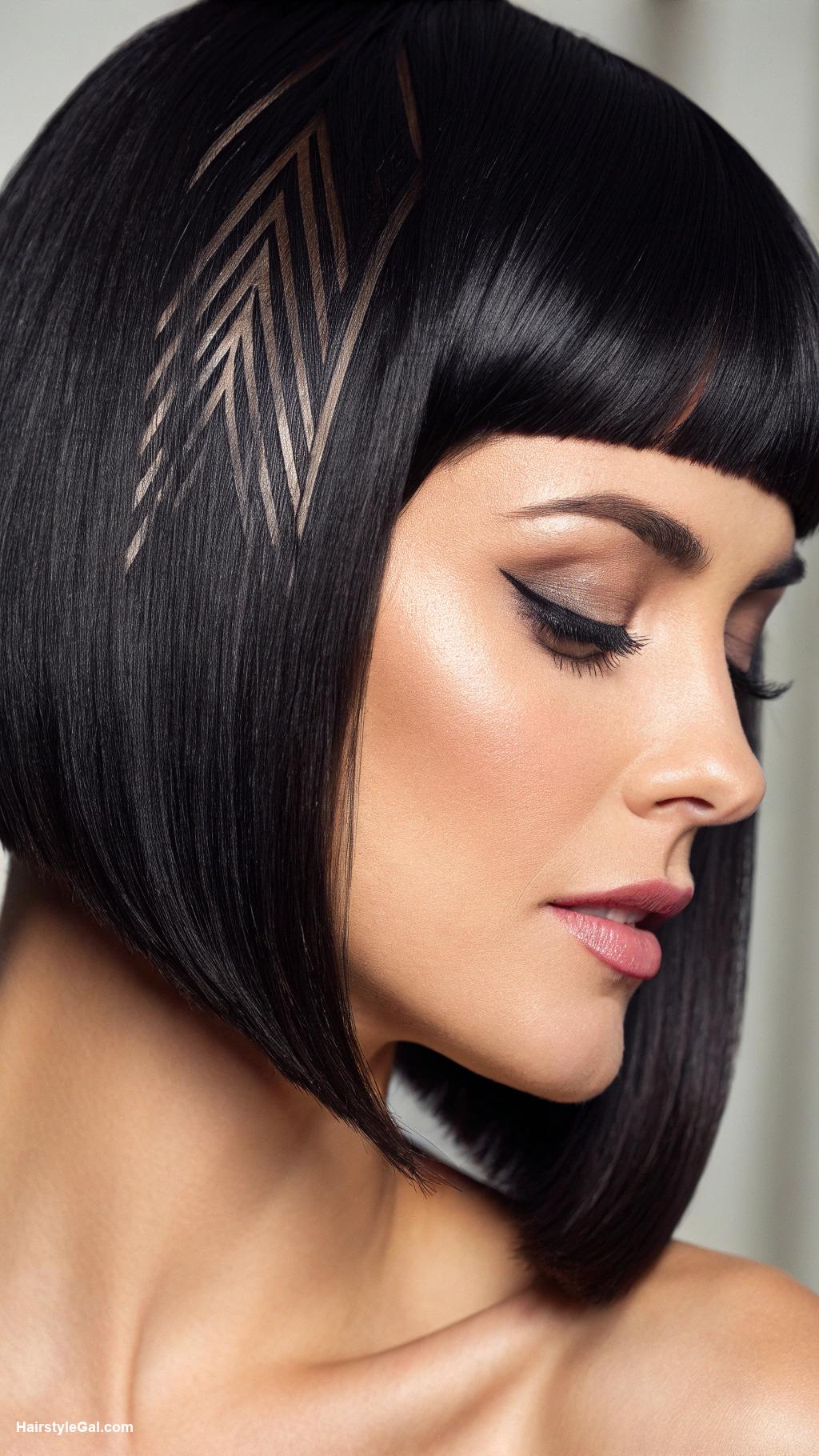 zig zag part hairstyles Black sleek bob zig zag part