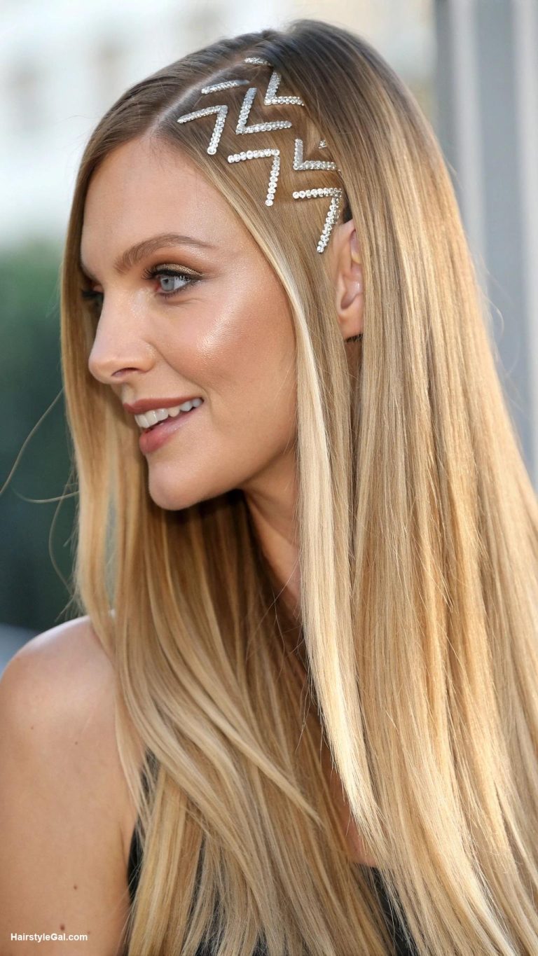 zig zag part hairstyles Blonde straight hair zig zag part