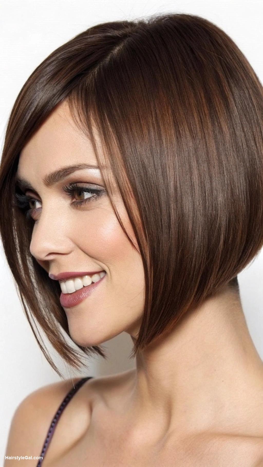 zig zag part hairstyles Brown bob haircut with zig zag