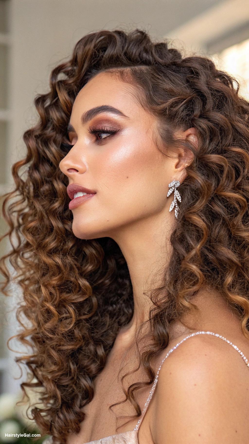 zig zag part hairstyles Chestnut curls with zig zag part
