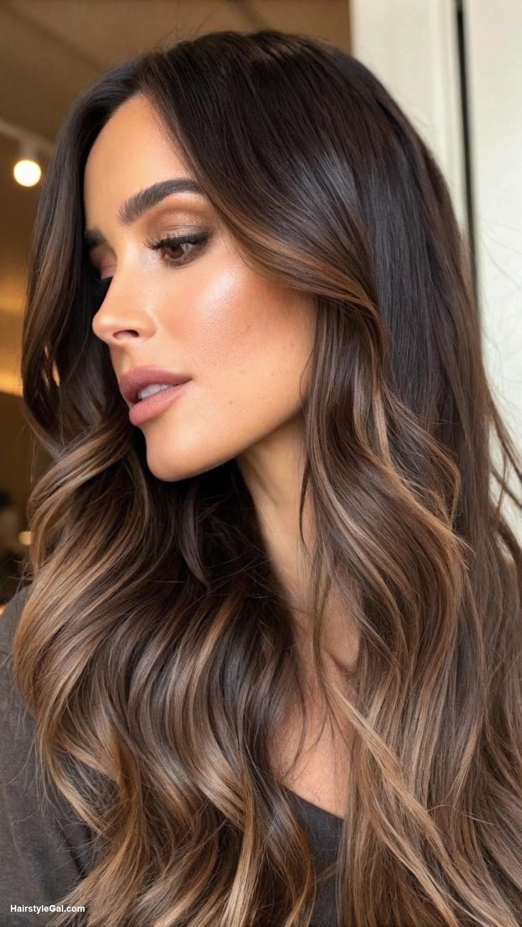 ashy brown hair Dark brown ashy ombre effect