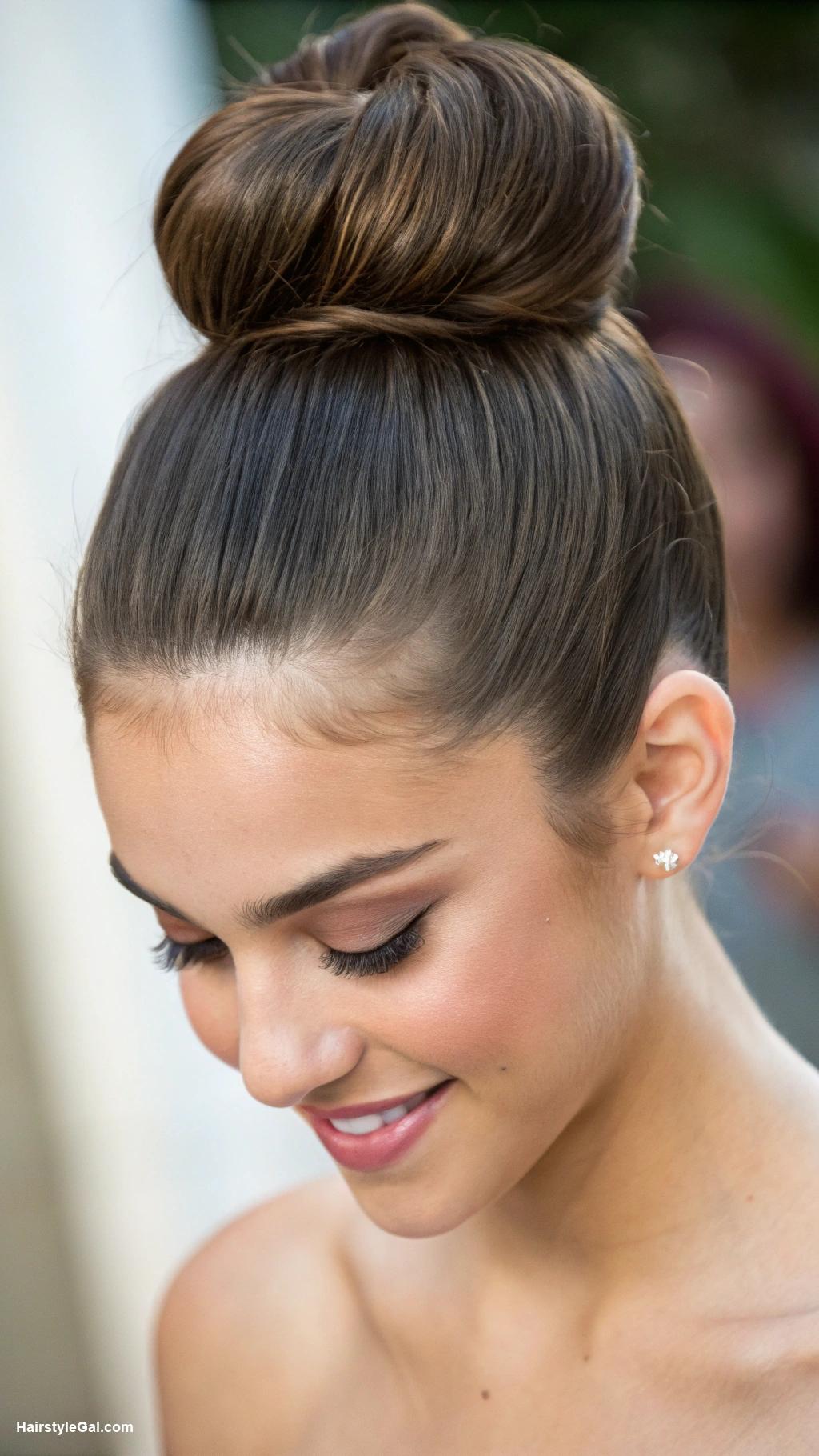 back to school hairstyles High bun with face framing strands