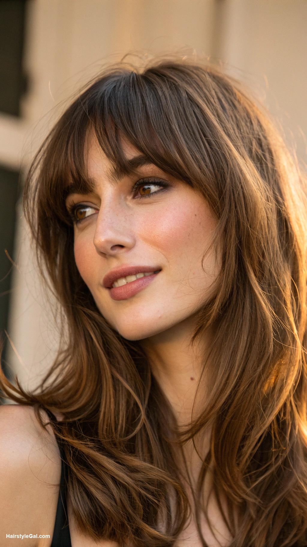 bangs with medium hair Soft curtain bangs for medium brown hair