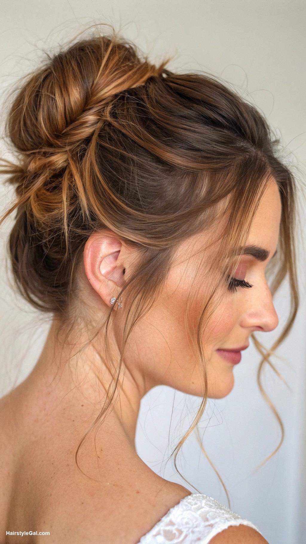 bridesmaid hairstyles Messy bun for casual vibe