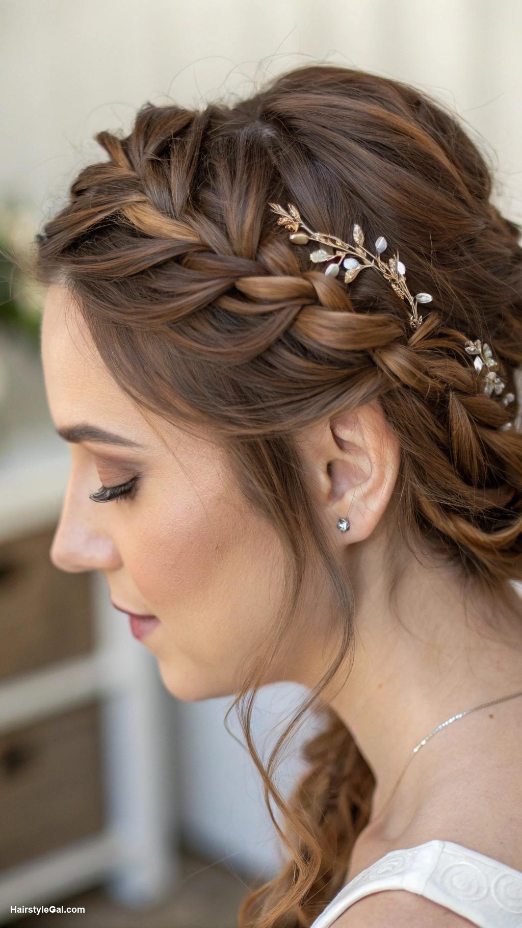 bridesmaid hairstyles Twisted crown with loose tendrils