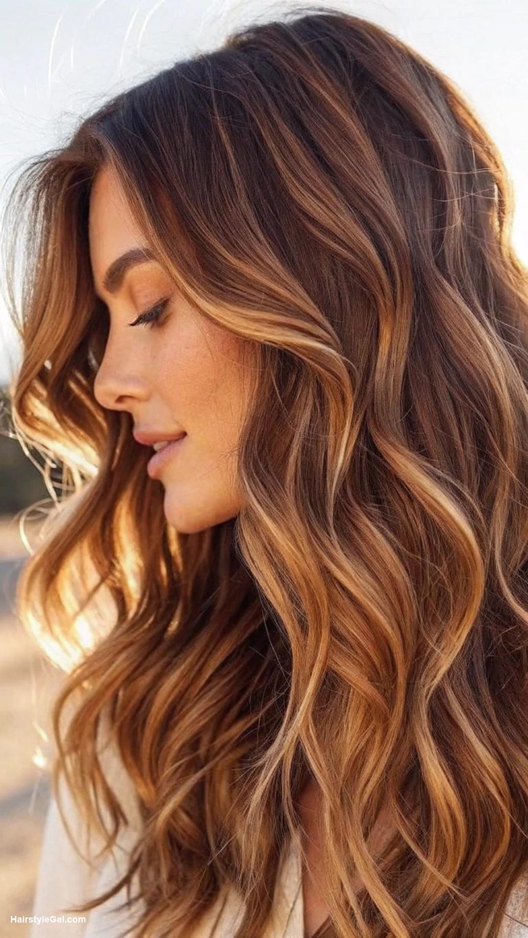caramel balayage Caramel balayage for wavy hair