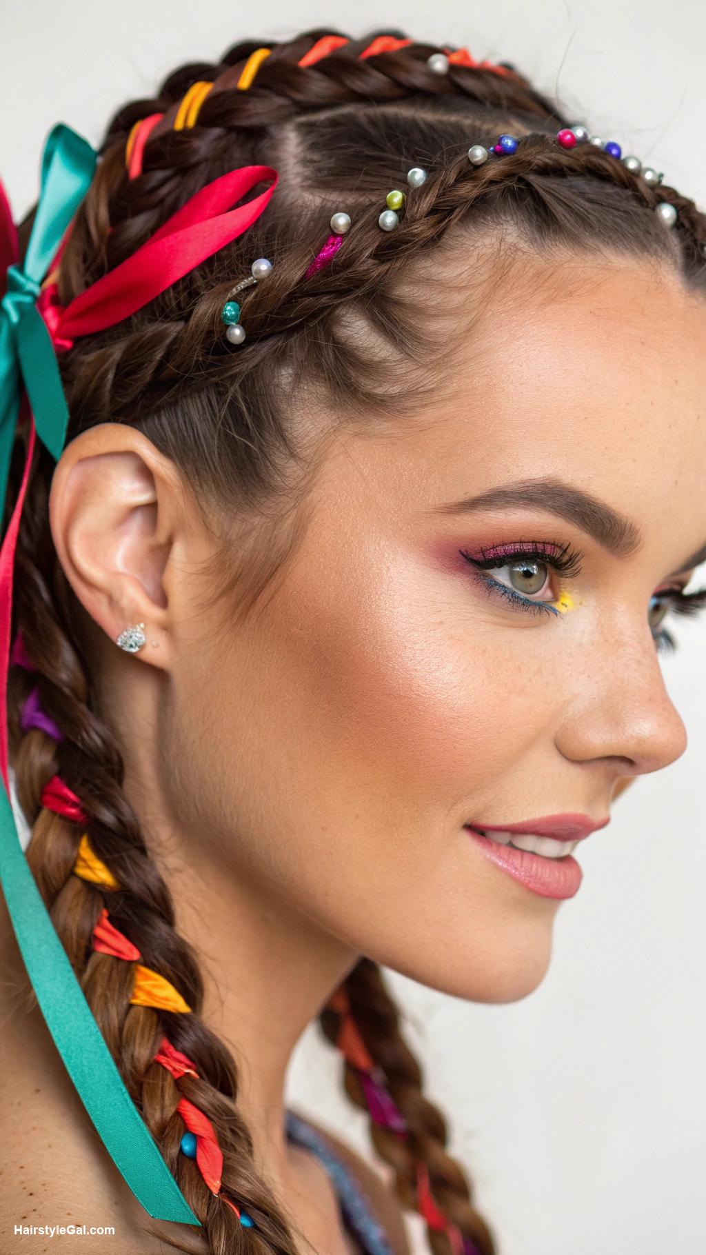 festival hair braids Boxer braids with hair accessories