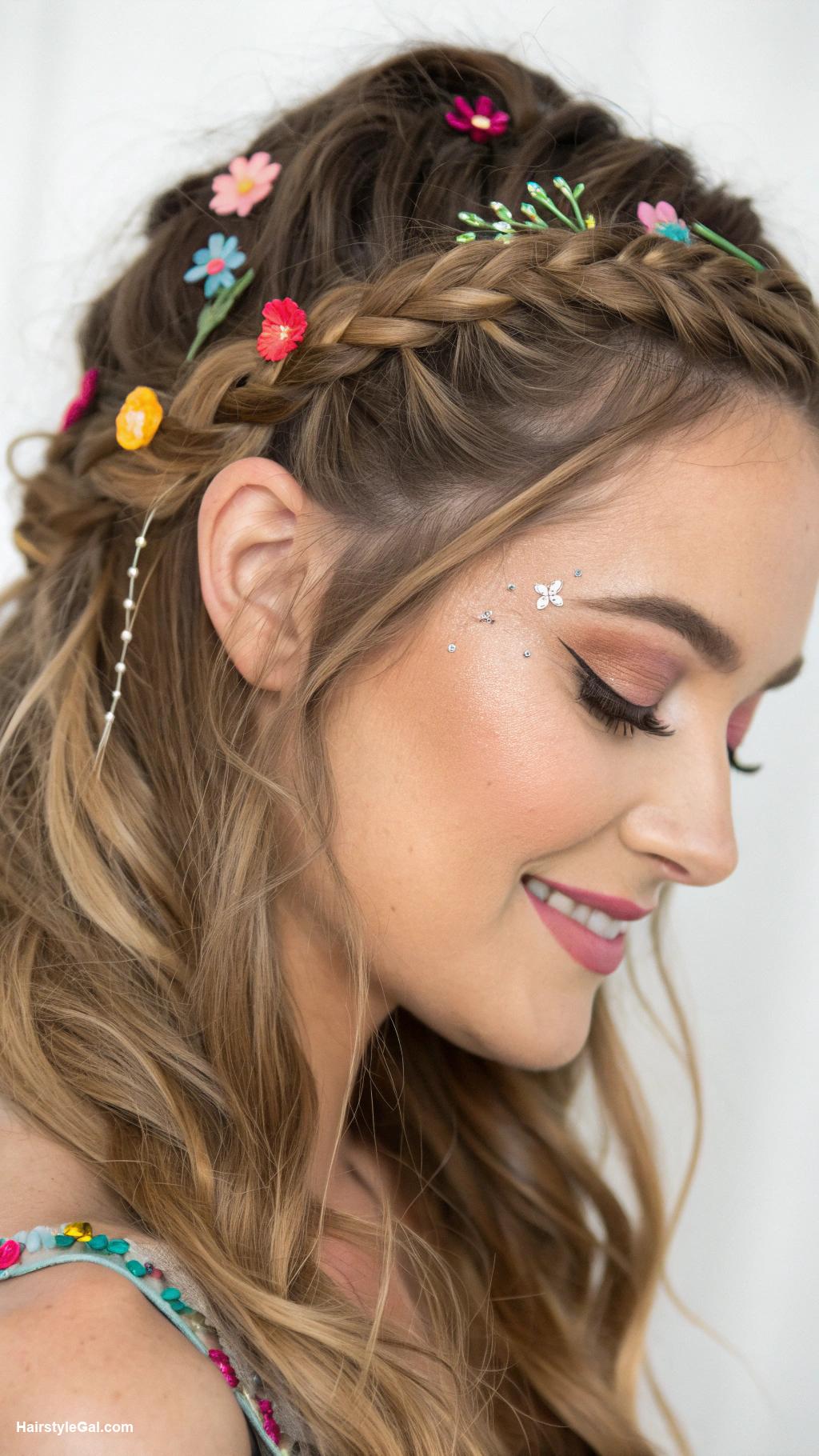 festival hair braids Half up Dutch braid for volume