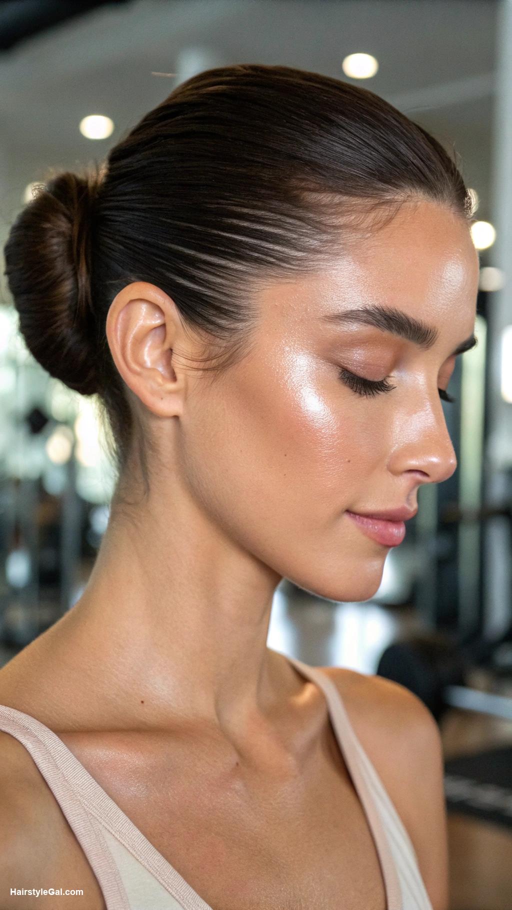 gym hairstyles Low bun for classic elegance