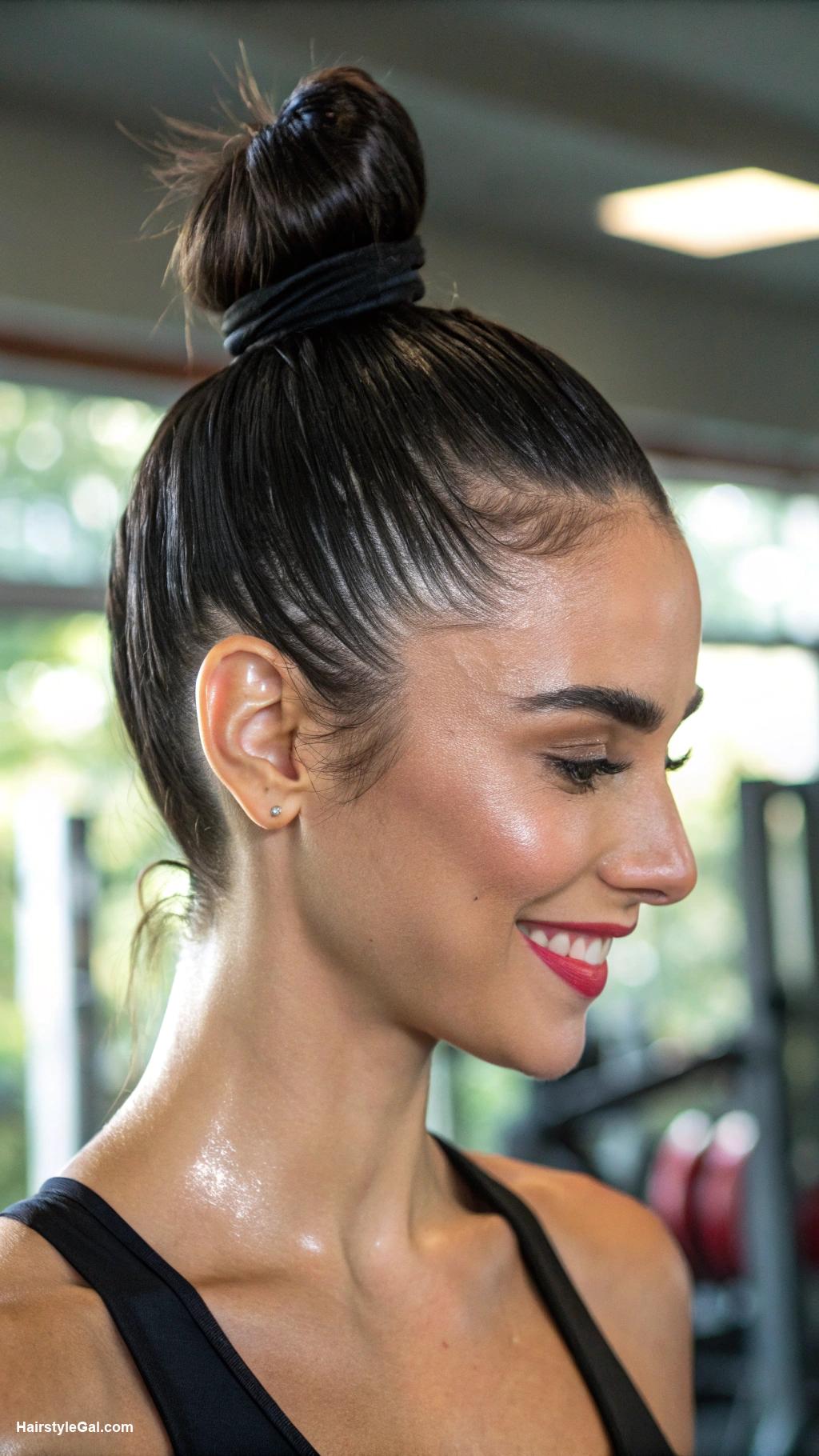 gym hairstyles Top knot for maximum comfort