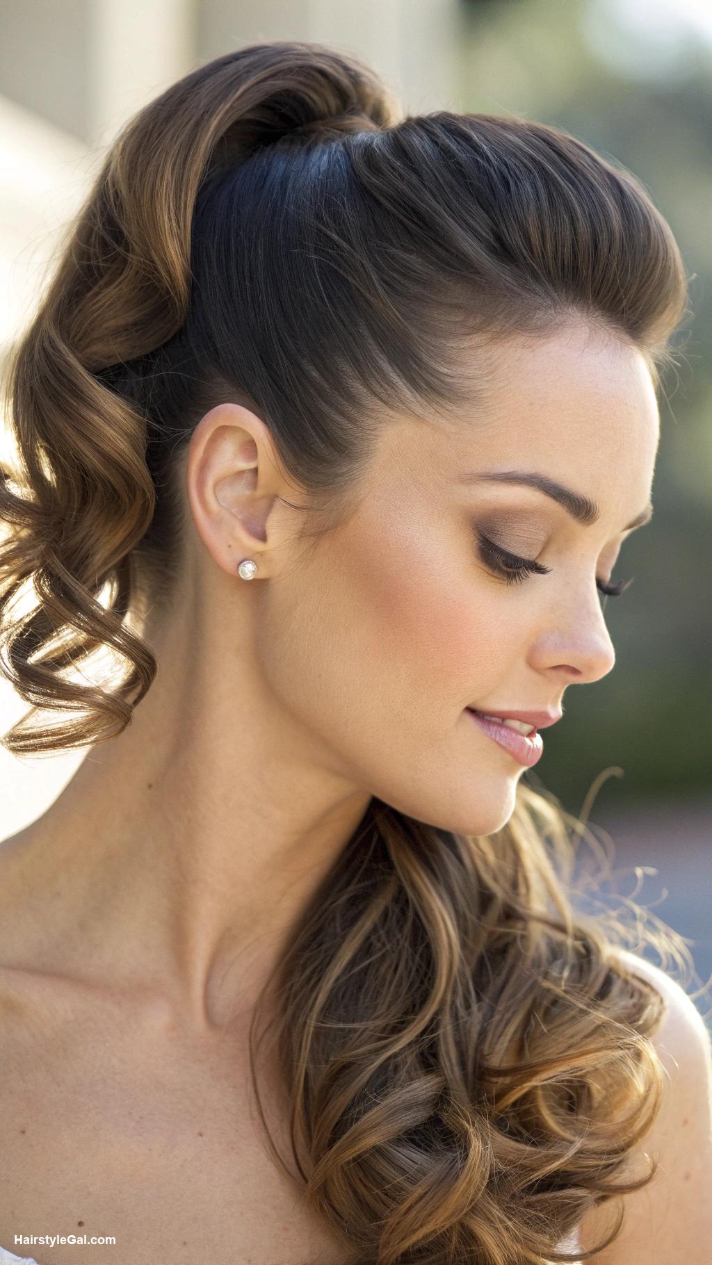 long curly hairstyles Curly half up half down