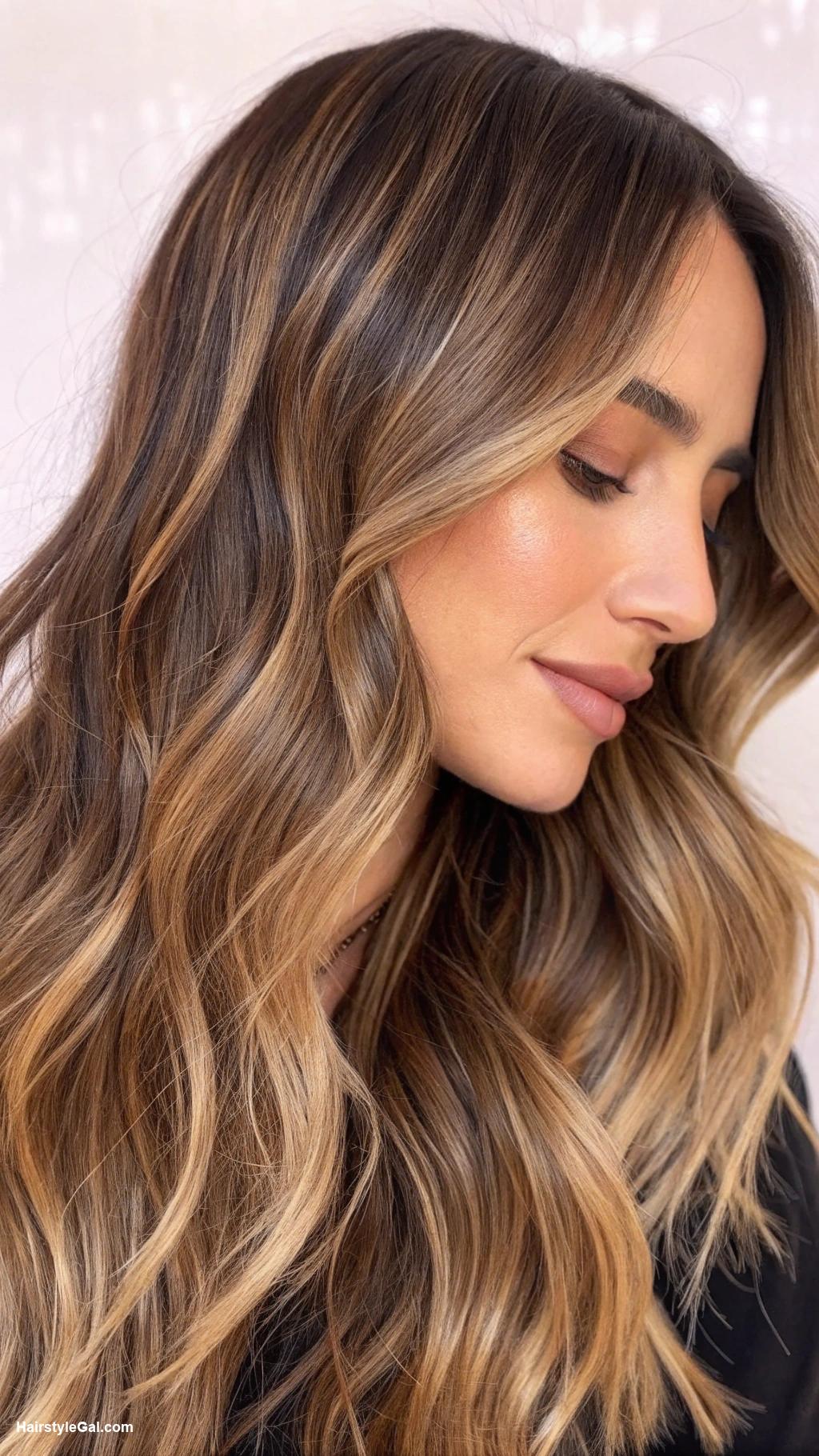 long hair with bangs Soft waves with curtain bangs