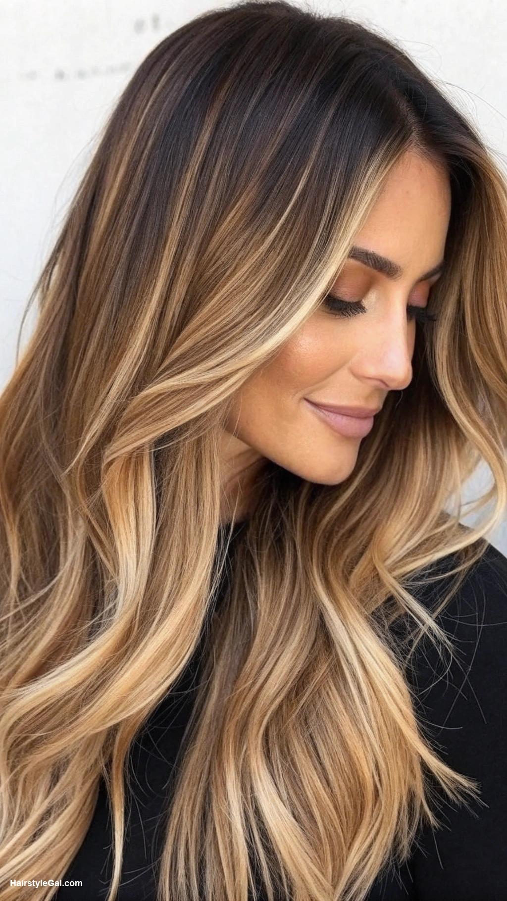 long hair with layers Blonde balayage with soft layers