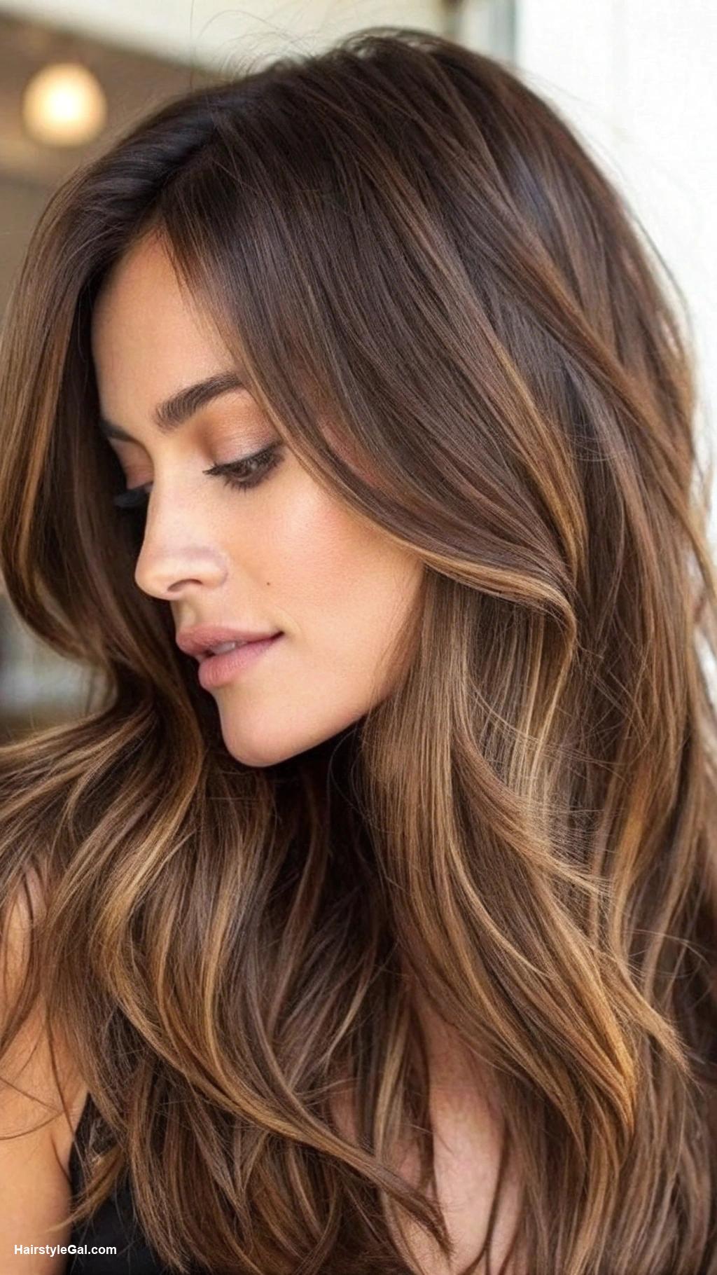 long hair with layers Long layered brown hair with highlights