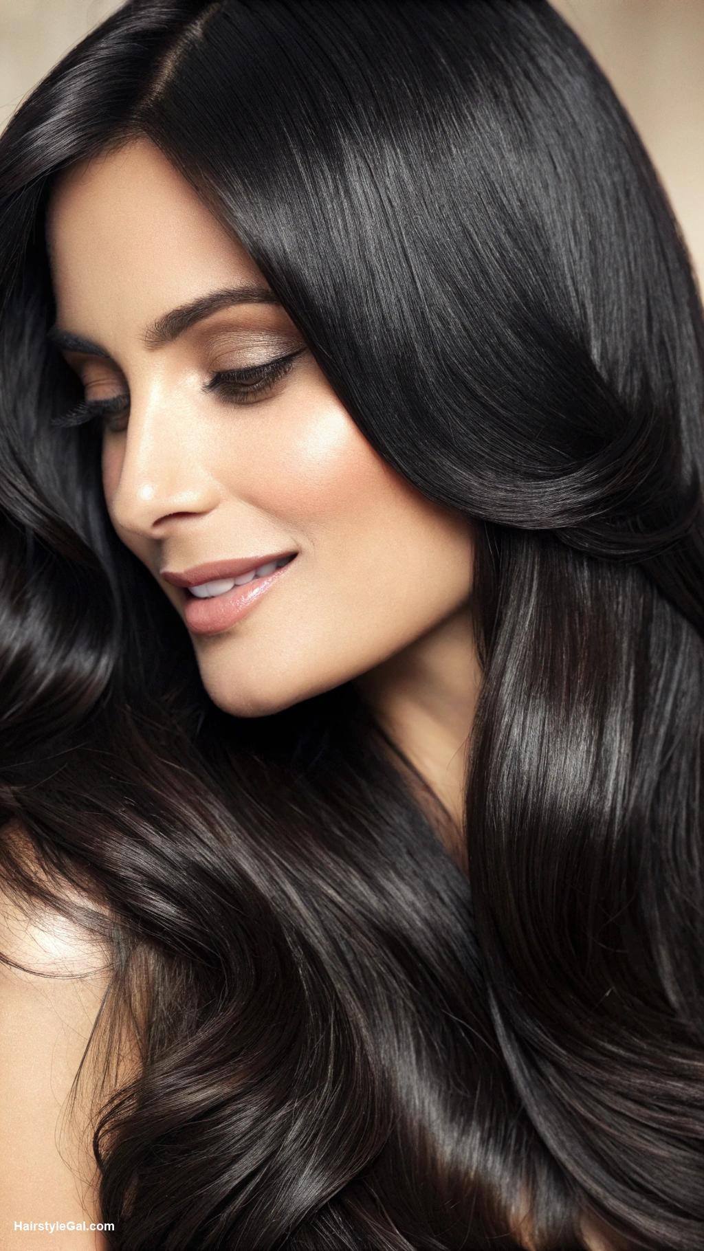 long hair with layers Soft layered black hair with shine