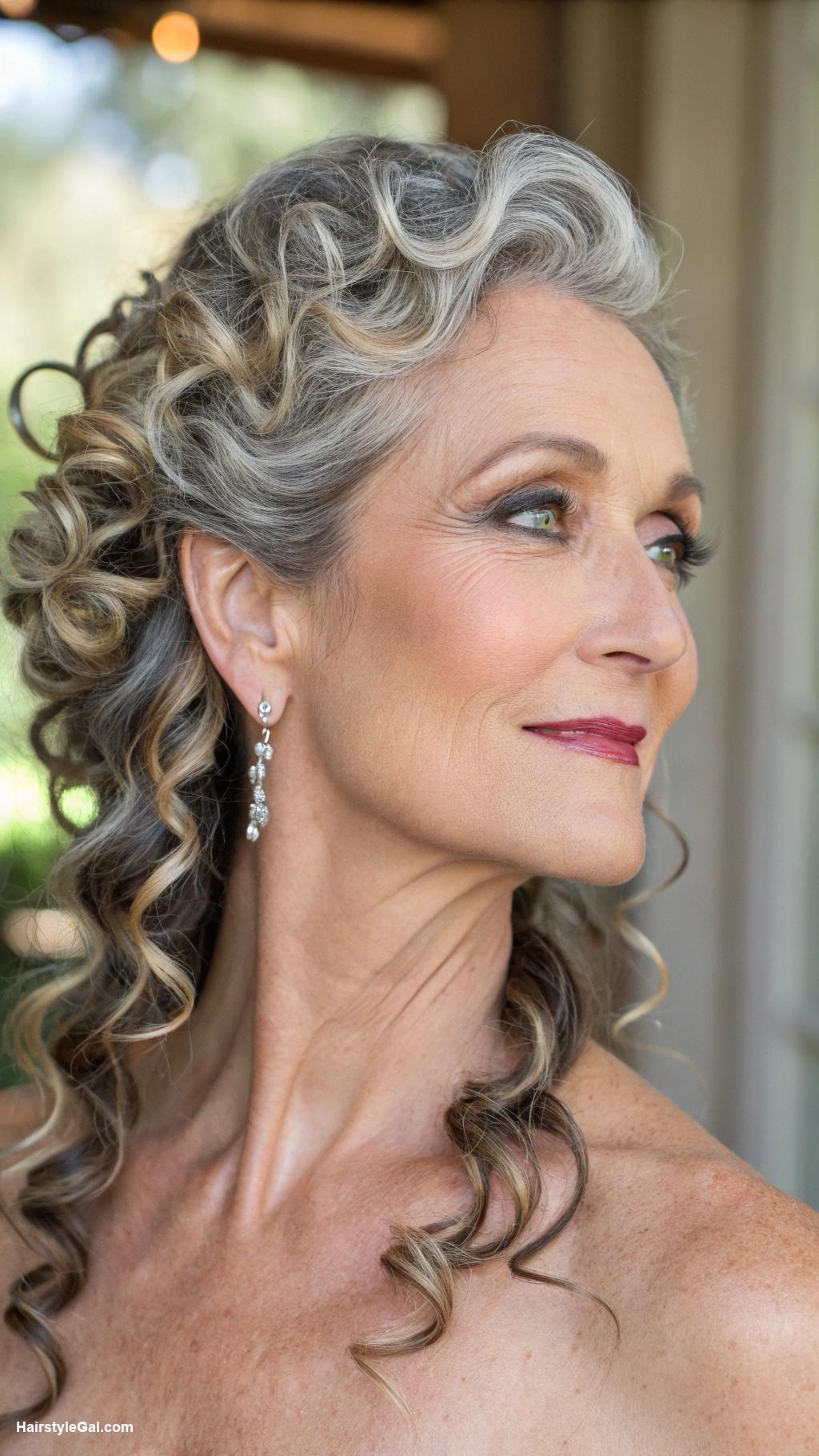 long hairstyles women over 50 Elegant curls for special occasions