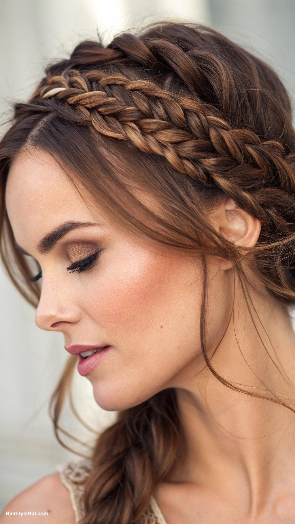 medium hair updos Braided crown for elegance